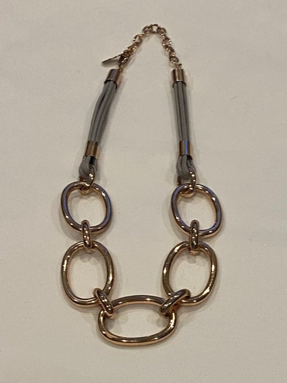 Vintage St. Thomas Gold Tone Chunky Chain & Cord Adjustable Necklace